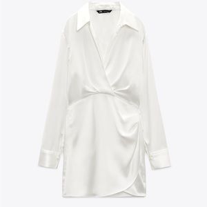 NWT Zara Satin Effect Dress White Size M